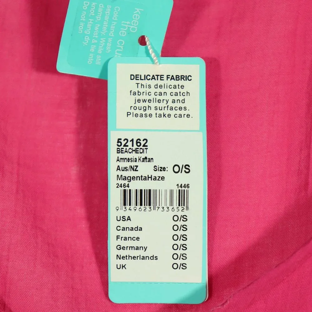 NWT Seafolly X Revolve Amnesia Kaftan in Magenta Haze One Size - Picture 6 of 9